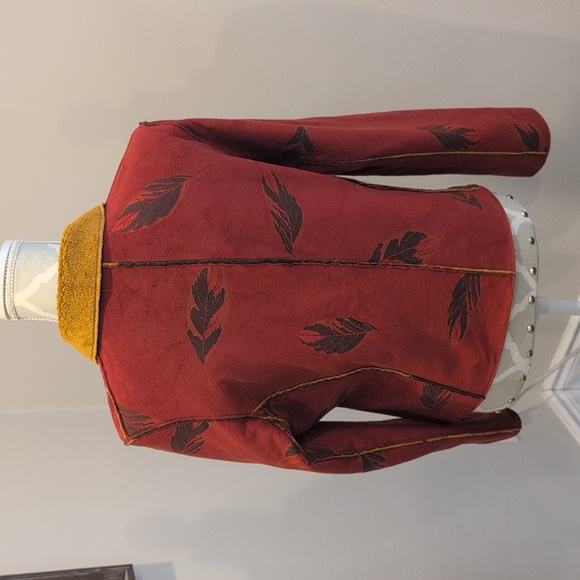 Robert Kitchen Womens Faux Suede & Pile Super Soft Jacket Debossed Leaf Print - Picture 2 of 9